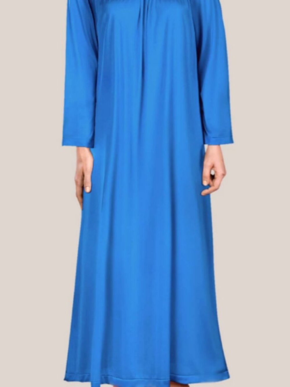 Women's Shadowline® Petals Long Sleeve Long Nightgown Sz Large Sapphire Color - Picture 2 of 6